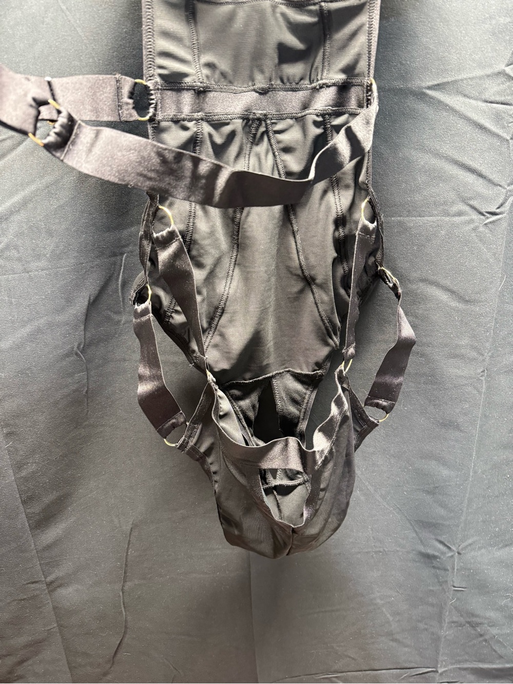 Torrid Black Satin Strappy Cutout Bodysuit with Ribbon Details Sz O (8ai) - Picture 7 of 8